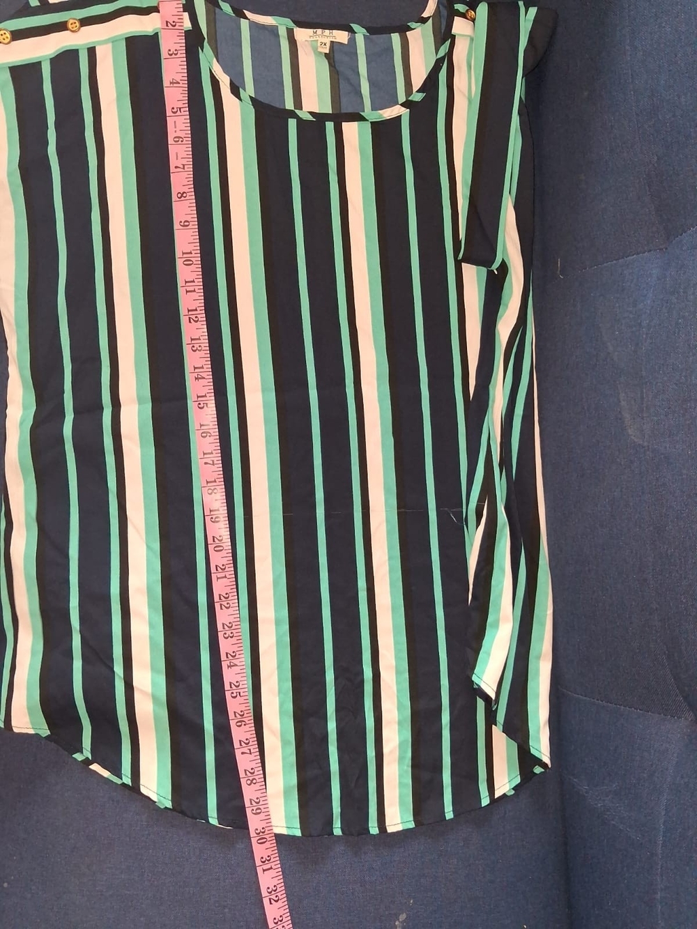 Girls Striped Short-Sleeve Top - Navy, Mint & White